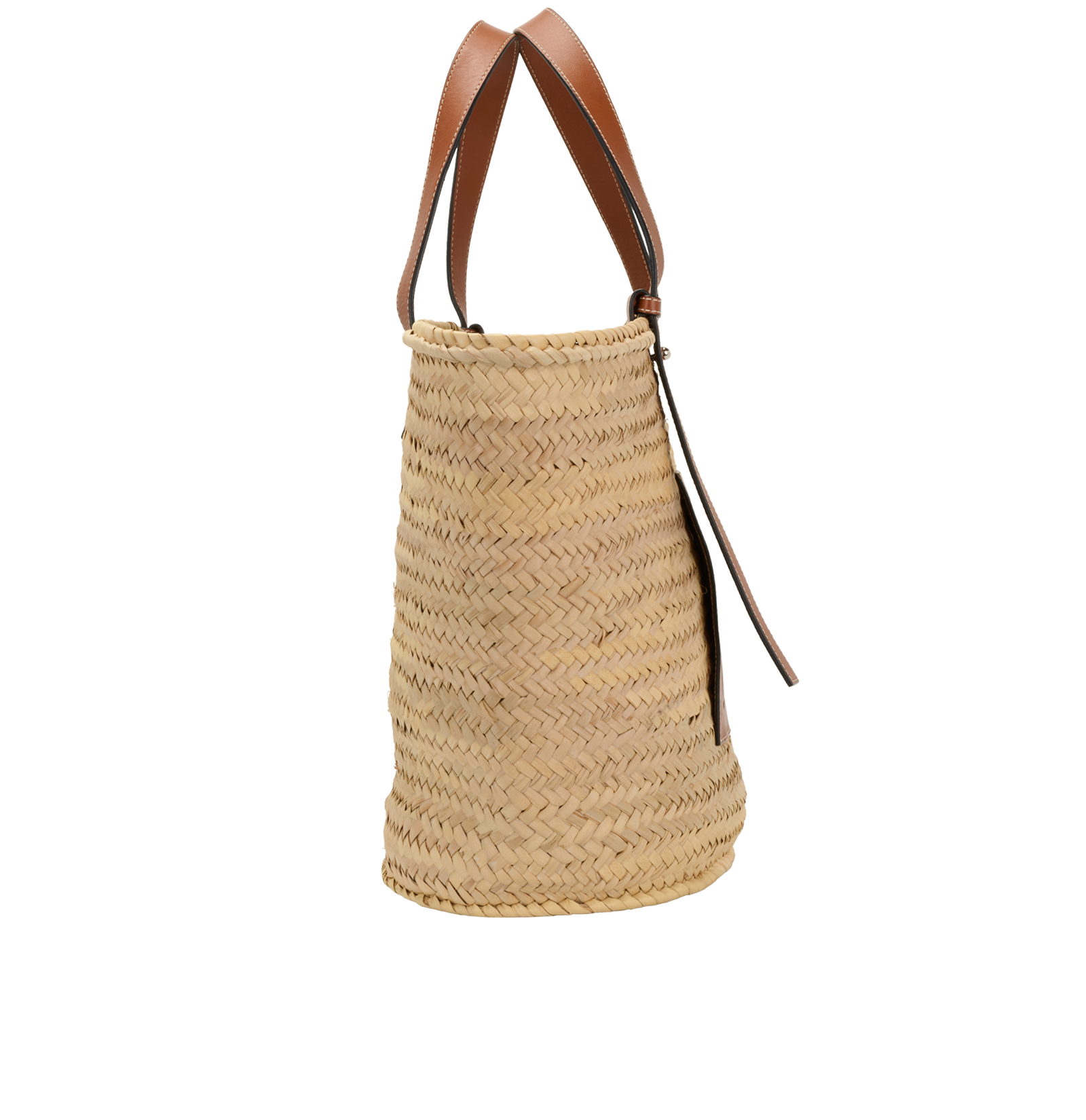 Medium Basket Bag, &pound;350, Handbags, Beige/Brown, Raffia, Side view